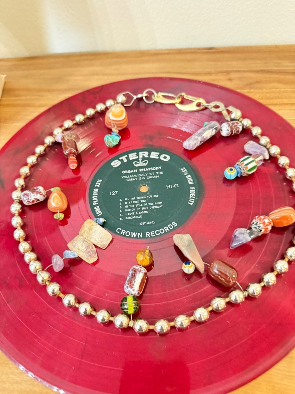 Festival Ready Artisan Statement Necklace Art Glass Gemstones Silver Tone Beads